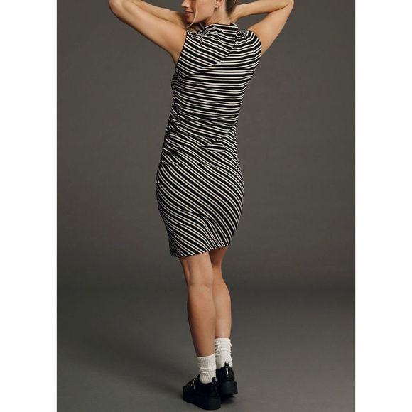 Anthropologie Black and White Ribbed Knit Mock Neck Dress size 1X - Picture 2 of 8